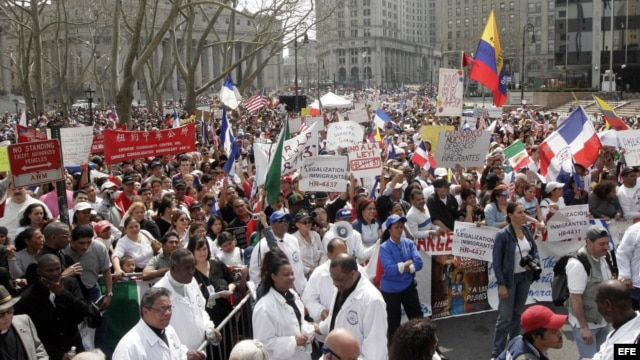 Marcha en favor de legalización de indocumentados en Estados Unidos.