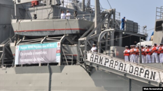 Buque de la armada mexicana con ayuda a Cuba