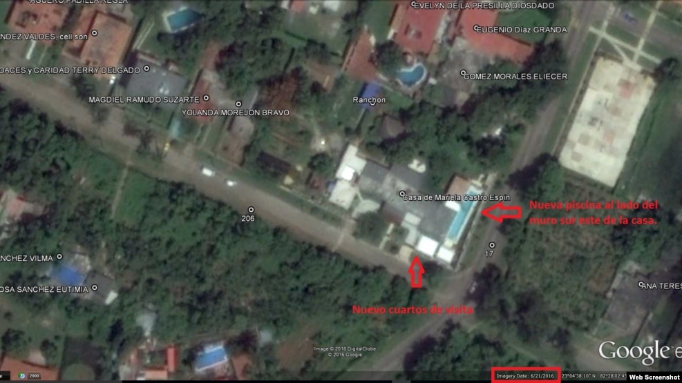 Secuencia de imágenes de satélite que muestra la remodelación de la casa de Mariela Castro.