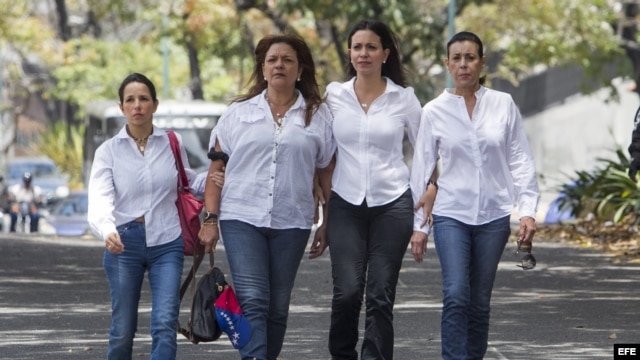 Familiares de Antonio Ledezma y María Corina en Caracas, Venezuela.