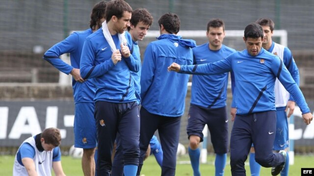 Futbolistas mejicanos durante un entrenamiento 