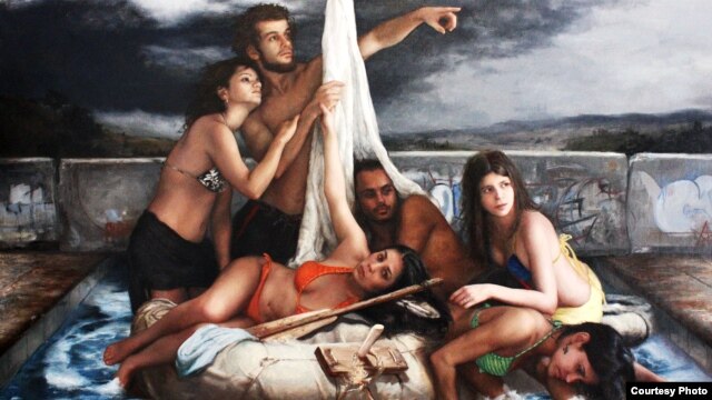 "Después de la partida", César Santos (Santa Clara, Cuba, 1982)                     Cortesía del pintor