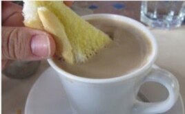 Lujo de élites: café con leche y pan con mantequilla