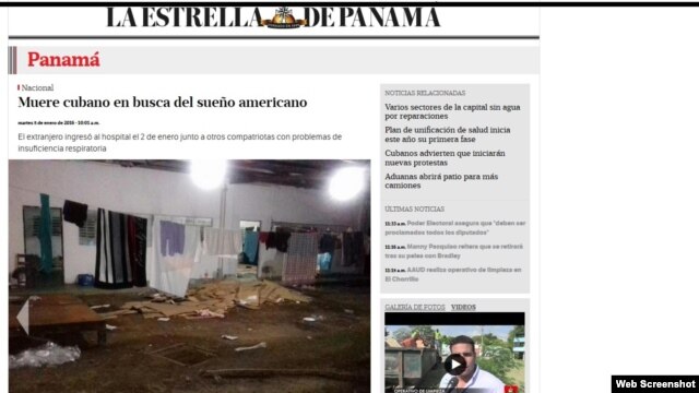 El diario "La Estrella" informa el 5 de enero de 2015 la muerte de un cubano por afecciones respiratorias en Paso Canoas, Panamá.