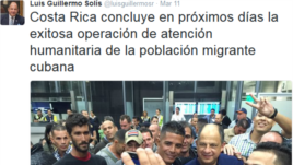 El 11 de marzo comenzó el cierre de la operación liderada por Costa Rica para poner fin a la crisis migratoria cubana.