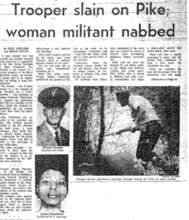 La noticia del asesinato de Foerster y la captura de Chesimard en un periódico de Nueva Jersey.