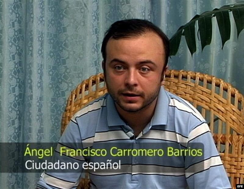 Imagen tomada de un vídeo y suministrada por el Gobierno cubano en La Habana (Cuba) hoy, lunes 30 de julio de 2012, en la que aparece el español Ángel Carromero, quien conducía el vehículo donde viajaba el fallecido opositor Oswaldo Payá. 