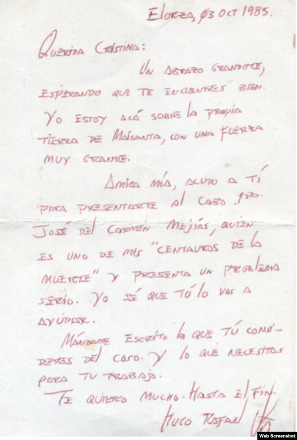 Carta inédita de Chávez a su vidente Cristina Marksman publicada por El Mundo