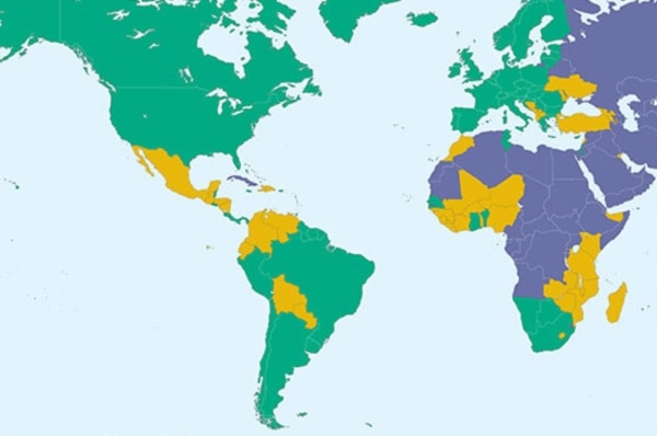 Mapa de la libertad 2016 de Freedom House . Cuba en el azul de los países no libres, el único en Las Américas.
