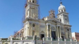 Trabajos de reparación de la Catedral de Santiago de Cuba.