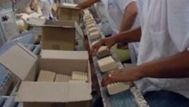 Una línea de producción de jabones.
