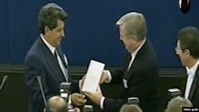 Payá, durante la ceremonia de los Sájarov