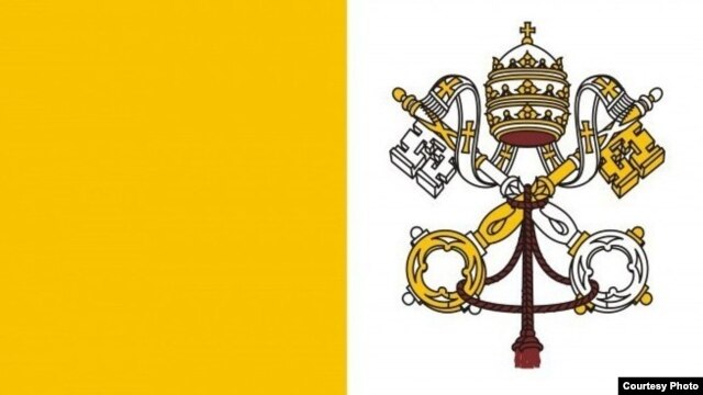 Bandera de El Vaticano con escudo.