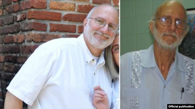 Gross antes y después de su arresto en Cuba.