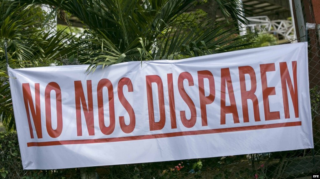Vista de cartel en los alrededores de la Universidad PolitÃ©cnica de Nicaragua (UPOLI), durante el sÃ©ptimo dÃ­a protesta contra el gobierno.