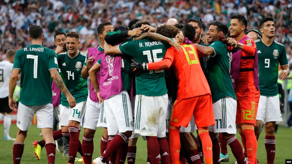 México celebra triunfo ante Alemania.