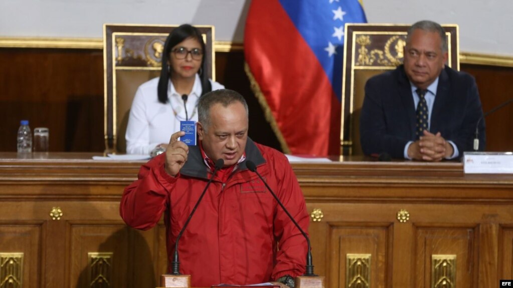 Diosdado Cabello durante una sesión de la Asamblea Nacional Constituyente (ANC) de Venezuela, compuesta solo por oficialistas.