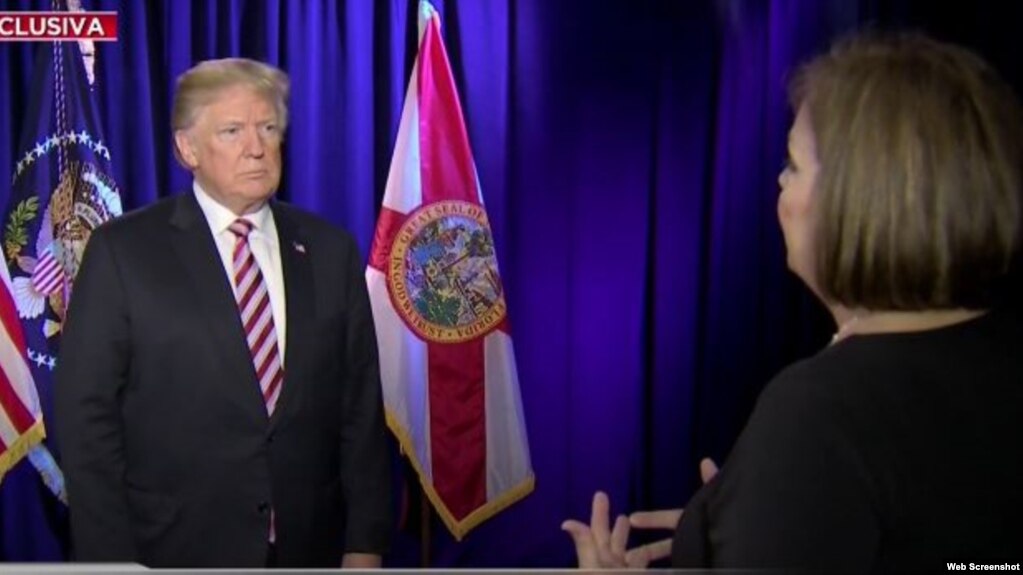El presidente de Estados Unidos Donald Trump concedió entrevista exclusiva a la periodista Ninoska Pérez, de Univisión Radio.