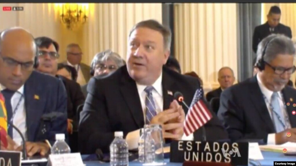 Secretario de Estado de EE.UU. Mike Pompeo en la Asamblea General de OEA.