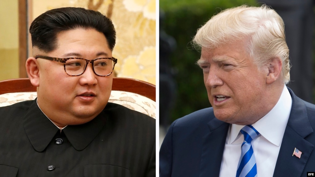 Combo de fotografías que muestra al líder norcoreano, Kim Jong-Un y el presidente estadounidense Donald Trump.