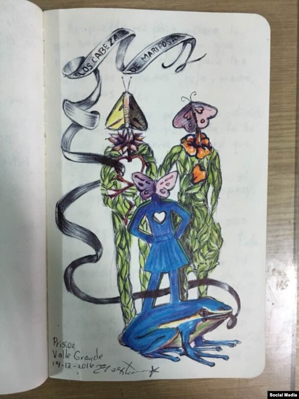 Dibujos de El Sexto en prisión, diciembre 2016. Tomado de la cuenta de Facebook Danilo Maldonado Machado.