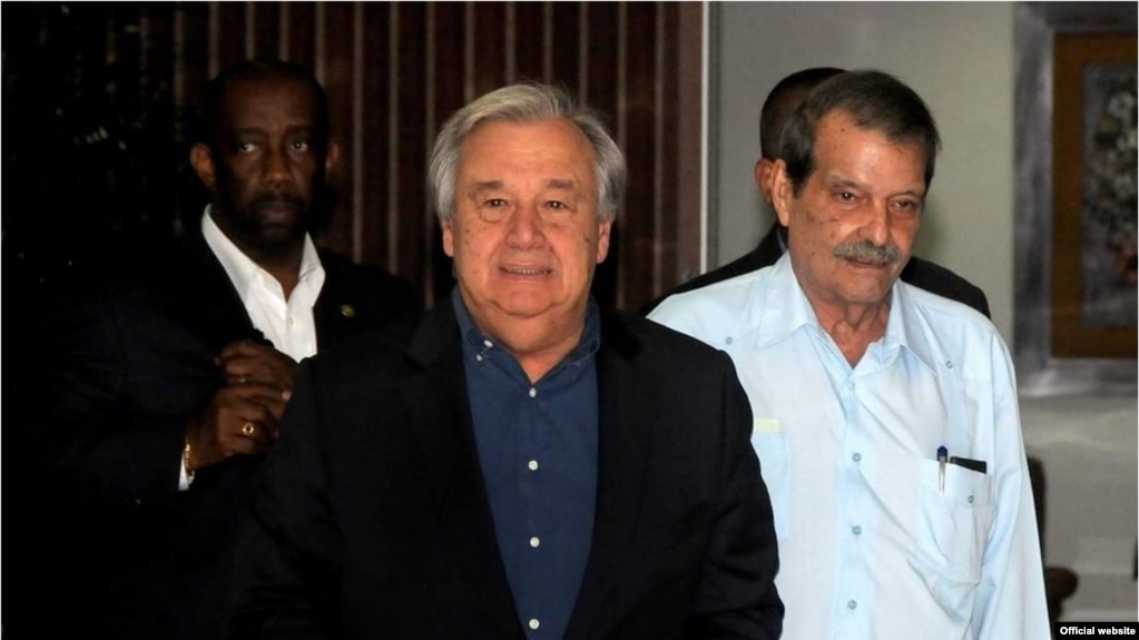El secretario general de Naciones Unidas, antonio Guterres, a su llegada a La Habana, este lunes, 7 de mayo de 2018.
