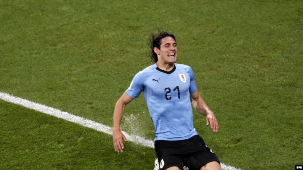 Edinson Cavani, autor de los dos goles contra Portugal (EFE).