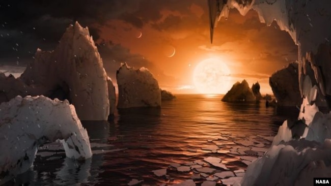 Recreación de la superficie del exoplaneta Trappist-1f.
