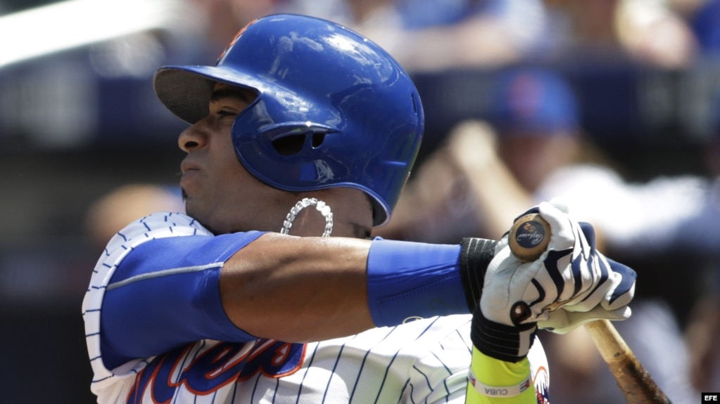 Yoenis Céspedes, jonronero cubano y patrullero izquierdo de los Mets de Nueva York.