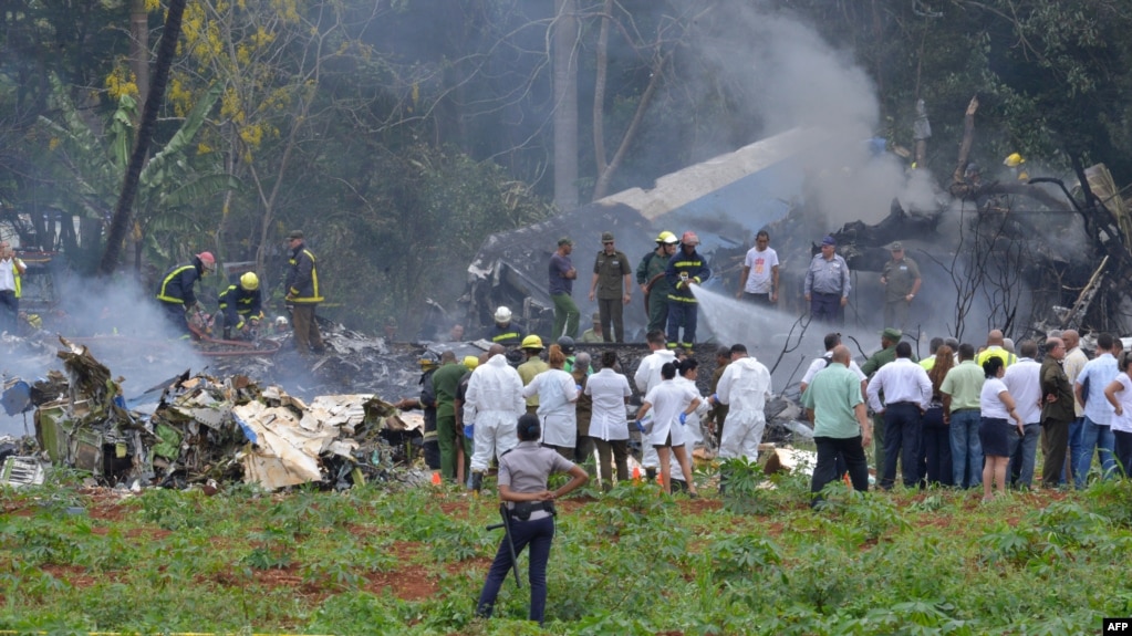 Avión de Cubana que cayó en La Habana.